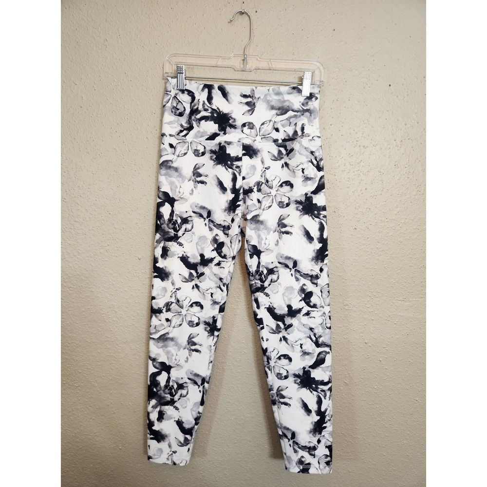 Balance Collection Women's White & Black Floral Yoga Leggings Size Large